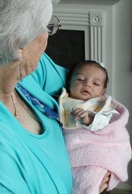 Great-Grandma Liz holding Genevieve